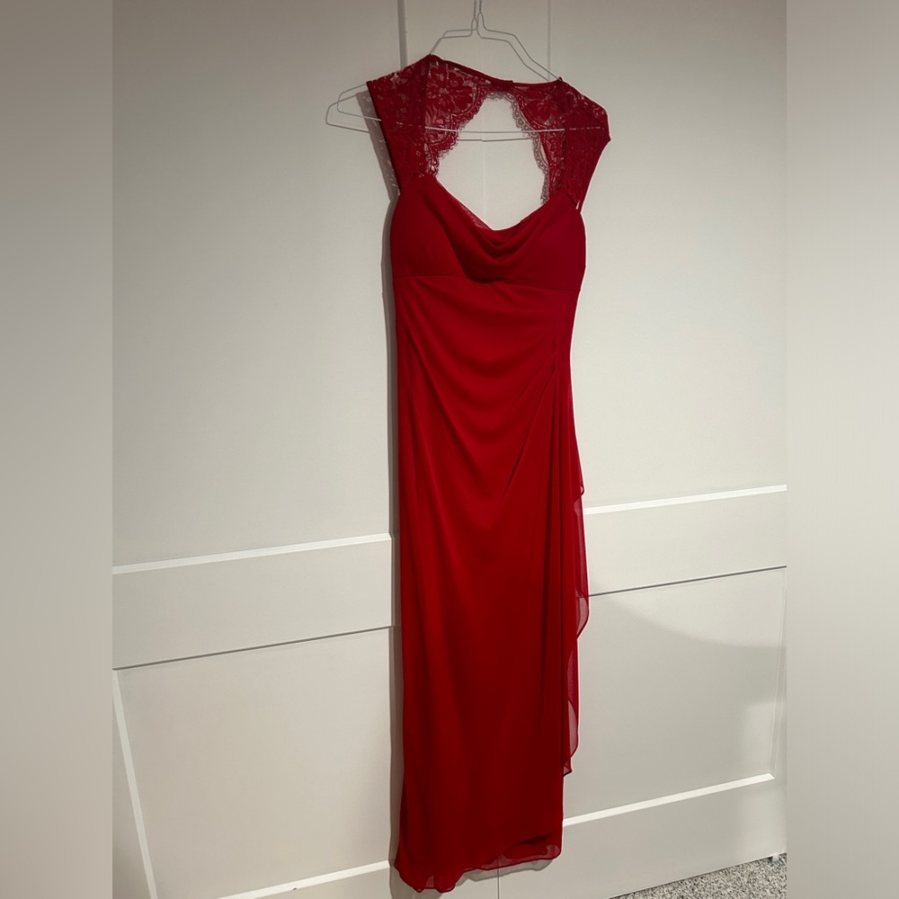 Red Mesh Gown with Lace Size 4
